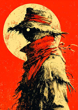 Mysterious Wanderer Red Moon Grunge