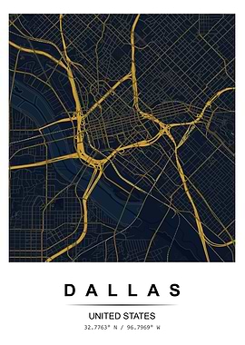 Dallas City Map Art