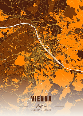 Vienna, Austria Map Art