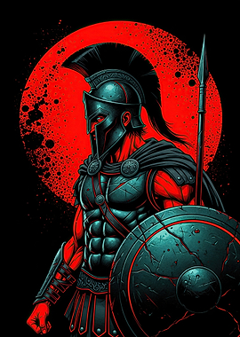 Spartan Warrior with Spear and Shield