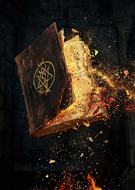 Magical Book Exploding with Energy