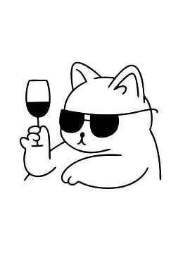 Cool Cat with Wine