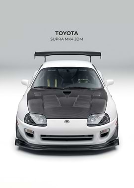 white Toyota Supra MK4 JDM poster