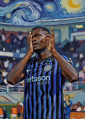 Football Player in Starry Night Style