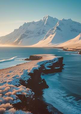 Snowy Mountains Meet the Ocean