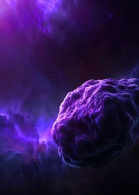 Purple Asteroid in Nebula