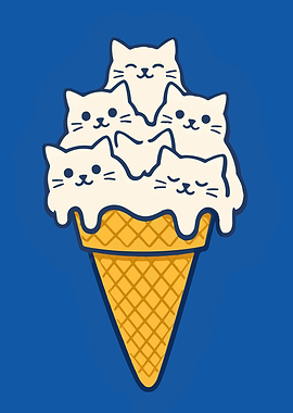 Cute Cat Ice Cream Cone