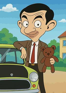 Mr. Bean with Teddy and Car