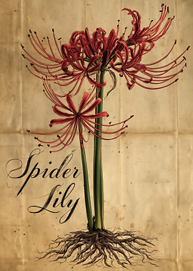 Spider Lily Botanical Illustration