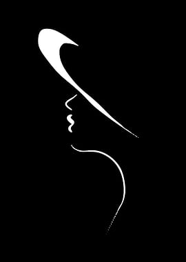 Minimalist Silhouette of a Woman in a Hat