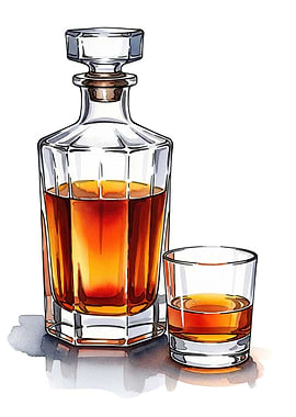 Whiskey Decanter and Glass