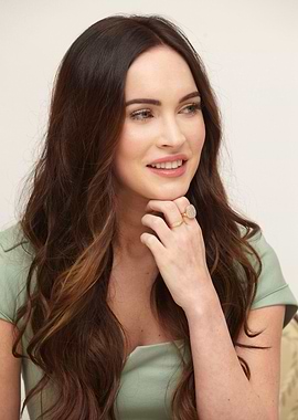 Megan Fox in a green dress