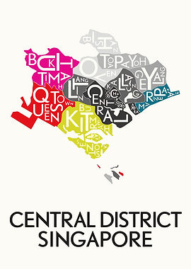 Central District Singapore Map Art