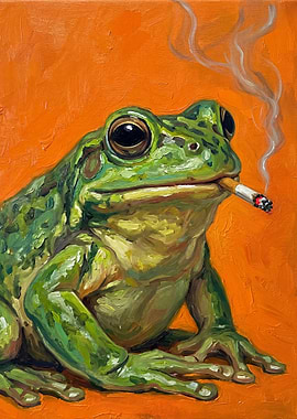 Frog Smoking a Cigarette