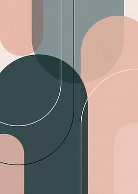 Abstract Geometric Shapes in Peach and Teal