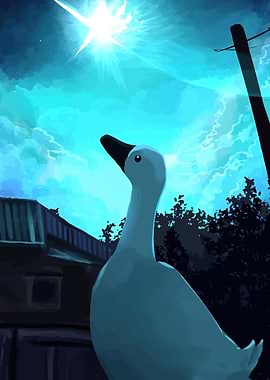 Goose looking at bright sky