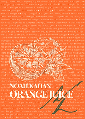 Noah Kahan Orange Juice Lyrics Art