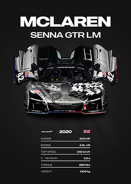 McLaren Senna GTR LM 2020 Car Poster