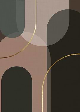 Abstract Geometric Archway with Gold Lines