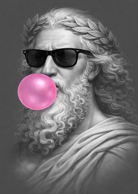 Zeus Blowing Bubble Gum