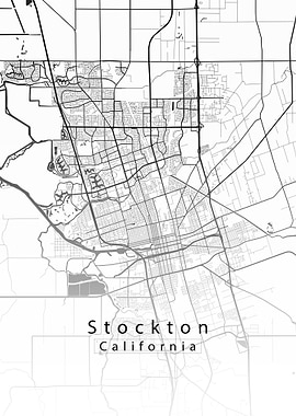 Stockton California City Map white