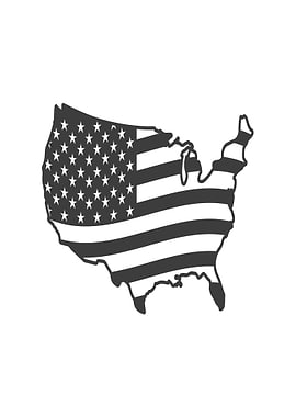 USA Map with American Flag