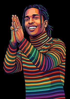 A$AP Rocky in Colorful Turtleneck