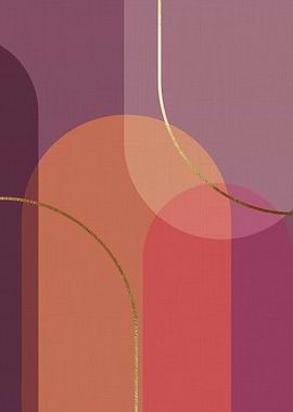 Abstract Geometric Shapes with Gold Accents