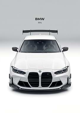 White BMW M4 sport poster