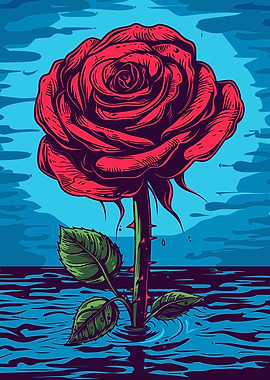 Red Rose in Water