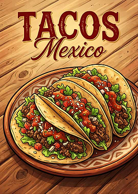 Tacos Mexico Food Art