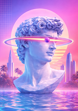 Retro Futuristic Greek Bust