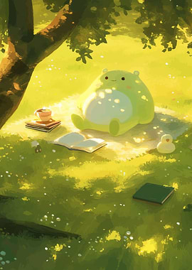 Cute Frog Enjoying a Picnic
