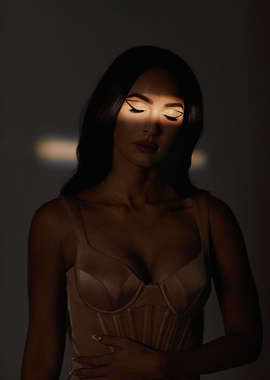 Woman in Corset with Dramatic Lighting