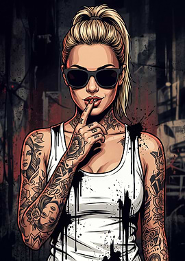 Tattooed Woman with Sunglasses