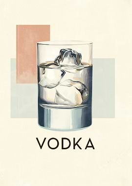 Vodka Drink with Ice Cubes