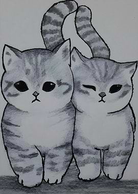 Two Cute Kittens Drawing