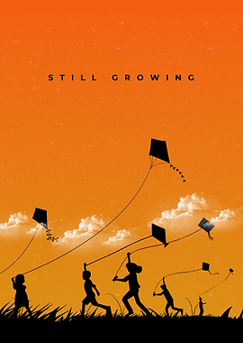 Children Flying Kites at Sunset
