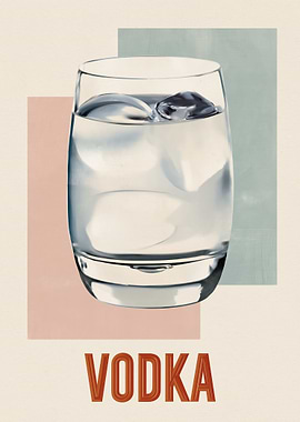 Vodka Glass with Ice Cubes