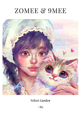 Cute Cat Poster – Girl and Cat Illustration | Velvet Gardent #86