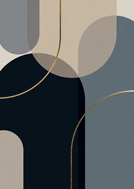 Abstract Geometric Shapes with Bronze Accents