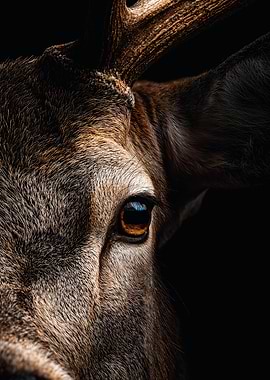 Deer Face Eye Antler Portrait