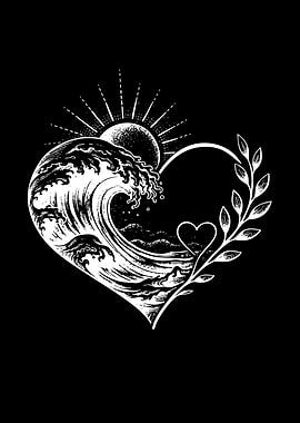 Heart Shaped Wave and Sun