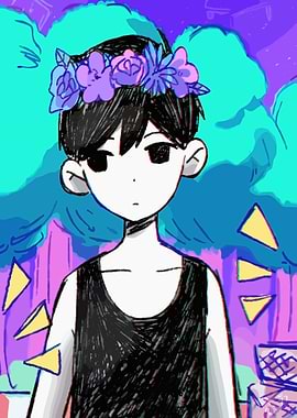 Omori character with flower crown