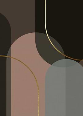 Abstract Geometric Shapes with Gold Accents