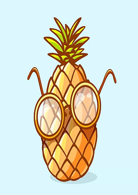 Cartoon Pineapple Wearing Glasses