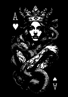Ace of Hearts Queen with Snakes