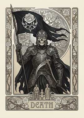 Grim Reaper with Rose Flag