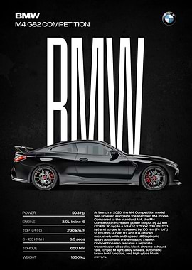 BMW M4 G82 Competition Car Poster