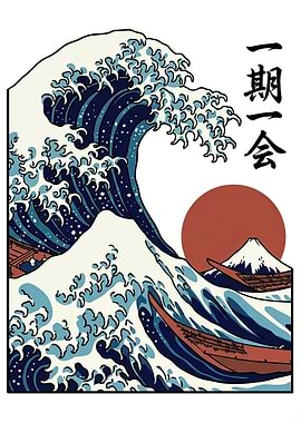 Great Wave with Japanese Text